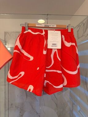 Sabo Skirt Red & White Abstract Seona Shorts